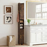 Narrow Bathroom Storage Cabinet with Open Shelves and Toilet Paper Holder