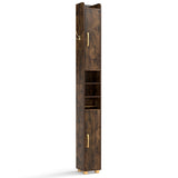 Narrow Bathroom Storage Cabinet with Open Shelves and Toilet Paper Holder