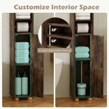 Narrow Bathroom Storage Cabinet with Open Shelves and Toilet Paper Holder