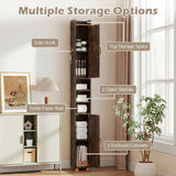 Narrow Bathroom Storage Cabinet with Open Shelves and Toilet Paper Holder