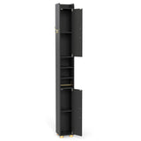Narrow Bathroom Storage Cabinet with Open Shelves and Toilet Paper Holder