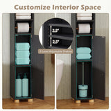 Narrow Bathroom Storage Cabinet with Open Shelves and Toilet Paper Holder
