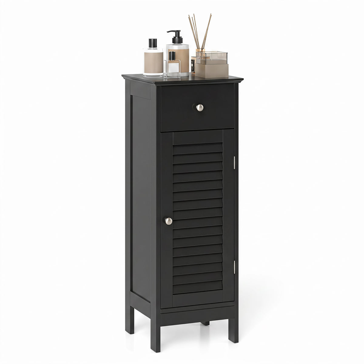Narrow Bathroom Storage Cabinet with Adjustable Shelf and Drawer