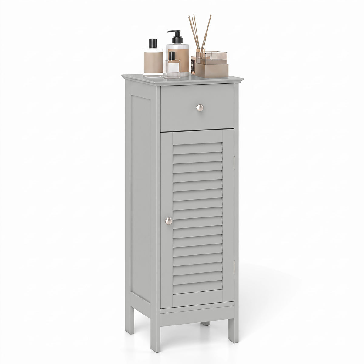 Narrow Bathroom Storage Cabinet with Adjustable Shelf and Drawer