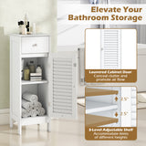 Narrow Bathroom Storage Cabinet with Adjustable Shelf and Drawer