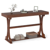 Narrow Console Table Vintage 52 Inch Long with Open Storage Shelf