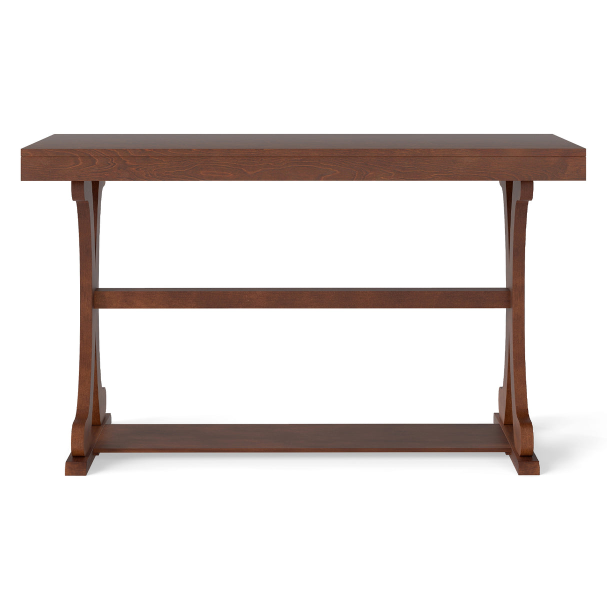 Narrow Console Table Vintage 52 Inch Long with Open Storage Shelf