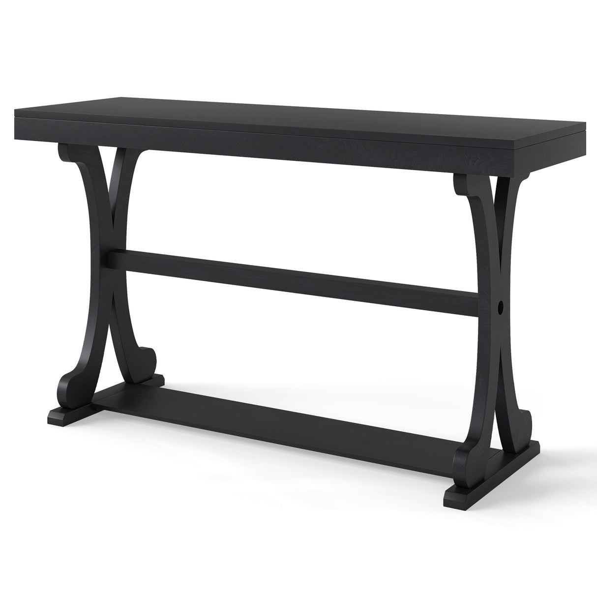 Narrow Console Table Vintage 52 Inch Long with Open Storage Shelf