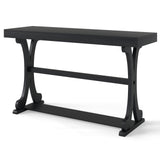 Narrow Console Table Vintage 52 Inch Long with Open Storage Shelf