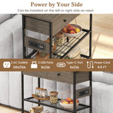 Narrow Console Table with 2 Drawers and 2 Metal Mesh Shelves