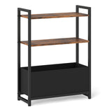 Narrow End Table with Storage Shelves and Metal Frame