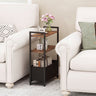 Narrow End Table with Storage Shelves and Metal Frame