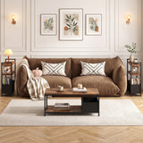 Narrow End Table with Storage Shelves and Metal Frame