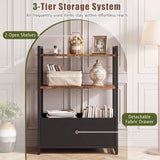 Narrow End Table with Storage Shelves and Metal Frame