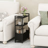 Narrow End Table with Storage Shelves and Metal Frame