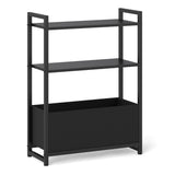 Narrow End Table with Storage Shelves and Metal Frame