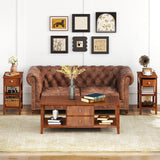 3-Tier Narrow End Table with Drawer and Storage Shelves