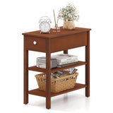 3-Tier Narrow End Table with Drawer and Storage Shelves