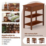 3-Tier Narrow End Table with Drawer and Storage Shelves