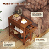 3-Tier Narrow End Table with Drawer and Storage Shelves