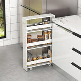 Narrow Mobile Serving Cart with Open Shelves for Kitchen Bathroom Living Room