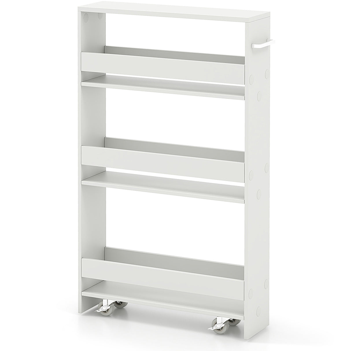 Narrow Mobile Serving Cart with Open Shelves for Kitchen Bathroom Living Room
