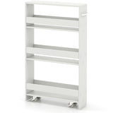 Narrow Mobile Serving Cart with Open Shelves for Kitchen Bathroom Living Room