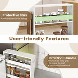 Narrow Mobile Serving Cart with Open Shelves for Kitchen Bathroom Living Room