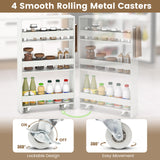 Narrow Mobile Serving Cart with Open Shelves for Kitchen Bathroom Living Room