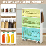 Narrow Mobile Serving Cart with Open Shelves for Kitchen Bathroom Living Room