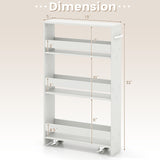 Narrow Mobile Serving Cart with Open Shelves for Kitchen Bathroom Living Room
