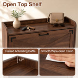Narrow Shoe Cabinet with Adjustable and Removable Shelves for Entryway-Brown