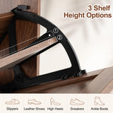 Narrow Shoe Cabinet with Adjustable and Removable Shelves for Entryway-Brown