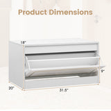 Narrow Shoe Cabinet with 1 Flip Drawer and Adjustable Shelf for Hallway-White