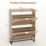 Narrow Shoe Storage Cabinet with 2 Flip Drawers and Adjustable Shelves