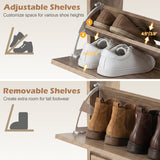 Narrow Shoe Storage Cabinet with 2 Flip Drawers and Adjustable Shelves