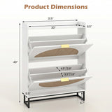Narrow Shoe Storage Cabinet with 2 Flip Drawers and Adjustable Shelves