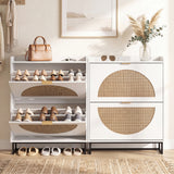 Narrow Shoe Storage Cabinet with 2 Flip Drawers and Adjustable Shelves