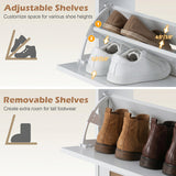 Narrow Shoe Storage Cabinet with 2 Flip Drawers and Adjustable Shelves