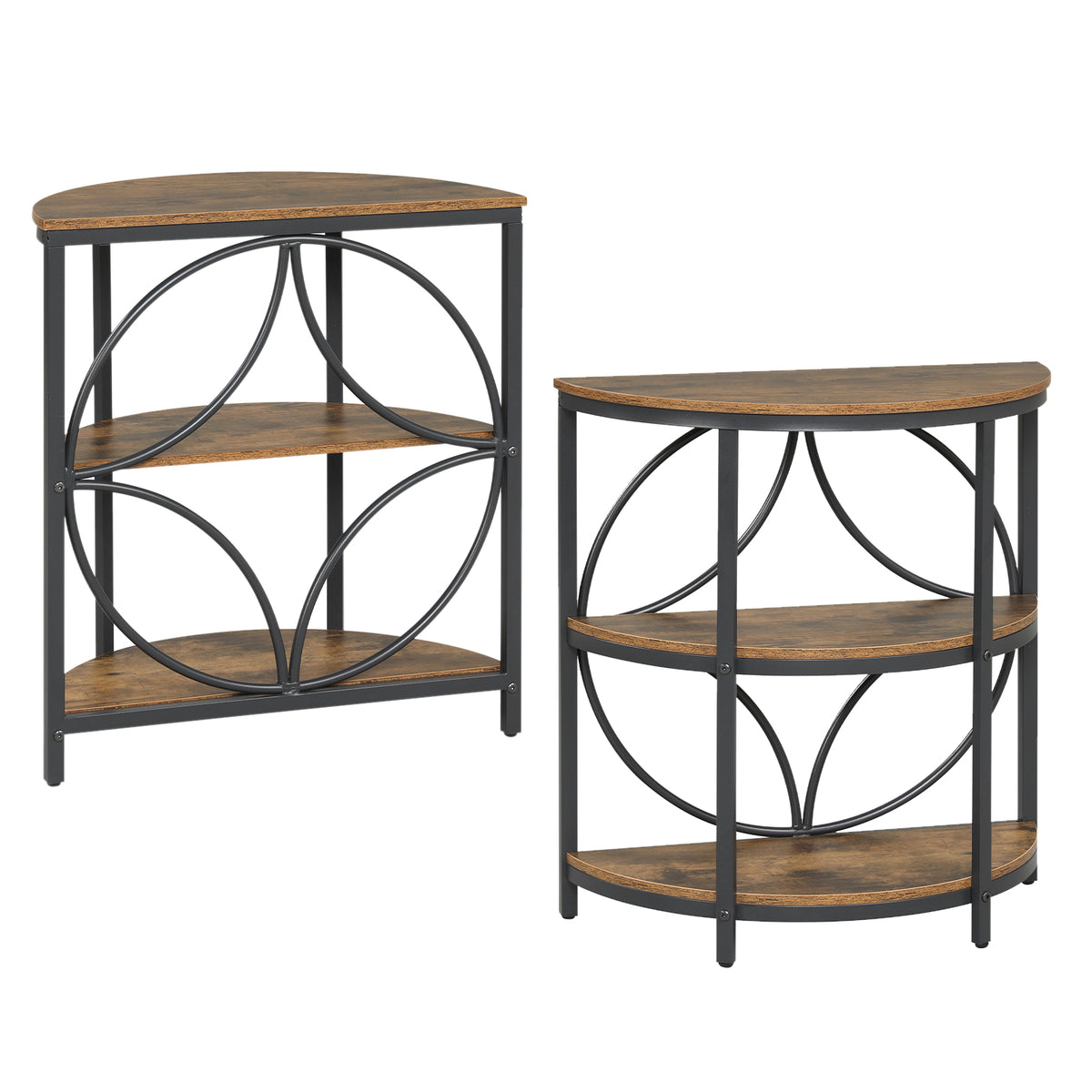 Narrow Side Table with Study Metal Frame and Storage Shelves