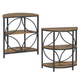 Narrow Side Table with Study Metal Frame and Storage Shelves