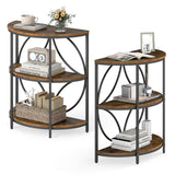 Narrow Side Table with Study Metal Frame and Storage Shelves