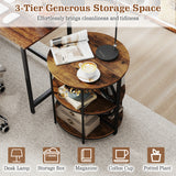 Narrow Side Table with Study Metal Frame and Storage Shelves