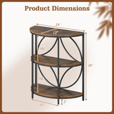 Narrow Side Table with Study Metal Frame and Storage Shelves