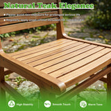 Natural Wood Armless Patio Chair with Slanted Back and Slatted Seat