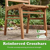 Natural Wood Armless Patio Chair with Slanted Back and Slatted Seat