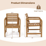 Natural Wood Patio Armchair with Slanted Back and Slatted Seat