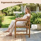 Natural Wood Patio Armchair with Slanted Back and Slatted Seat