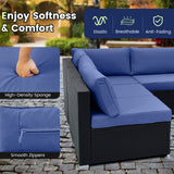 10 Piece Outdoor Wicker Conversation Set with Seat and Back Cushions