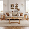 Nesting Coffee Table Set of 3 with Wood Veneered Top and Solid Rubber Wood Legs for Living Room